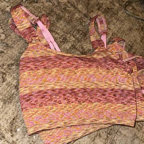 Aerie Tan and Pink Ribbed Bralette - Picture 2 of 4